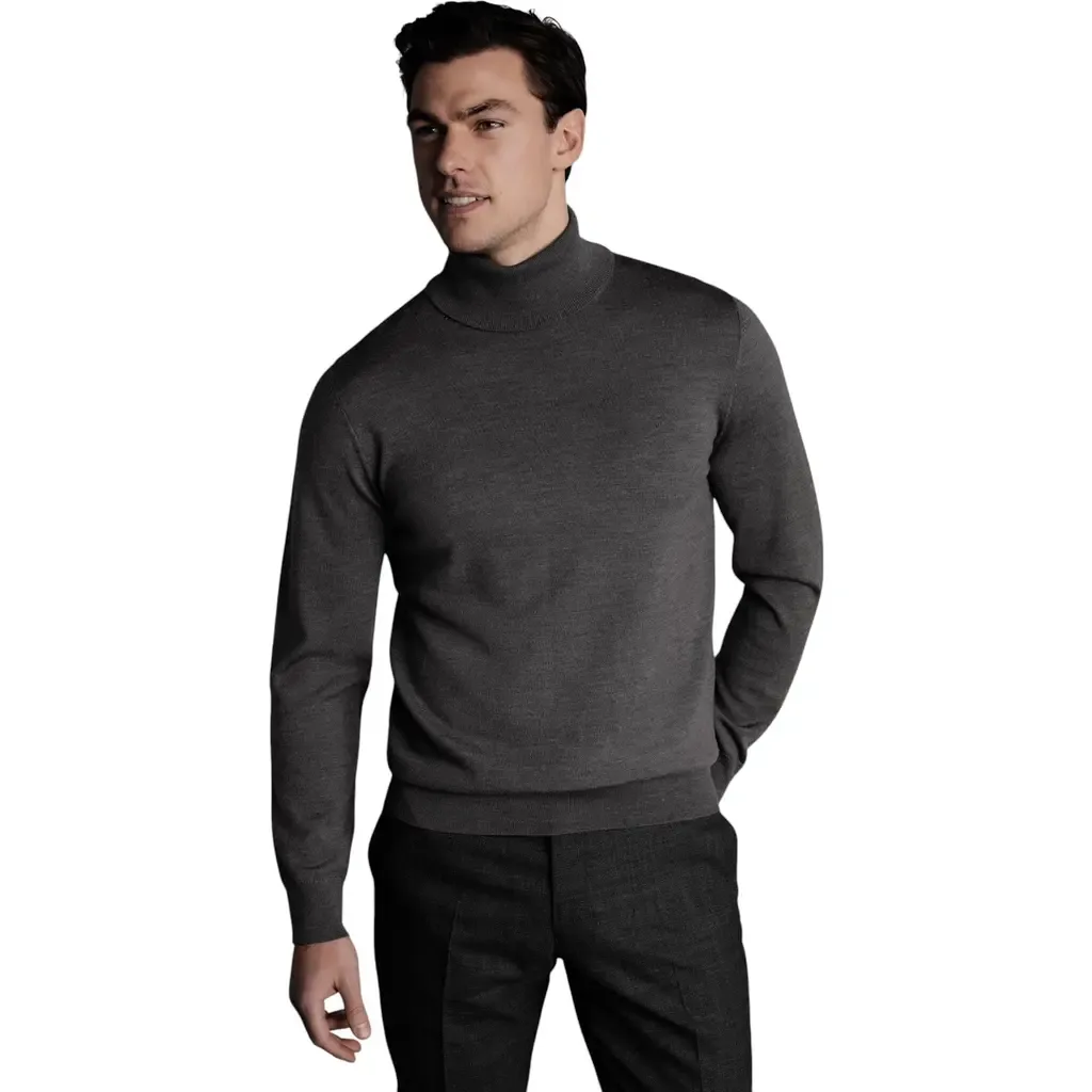 Pure Merino Roll Neck Sweater by Charles Tyrwhitt
