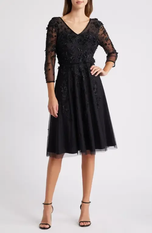 3D Floral Beaded Cocktail Dress by Pisarro Nights