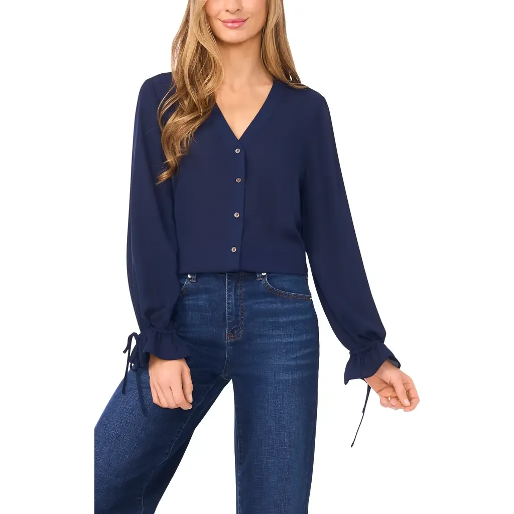 Tie Cuff Button-Up Top by CeCe