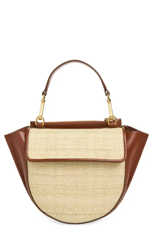 Mini Hortensia Two-Tone Leather & Raffia Handbag by Wandler