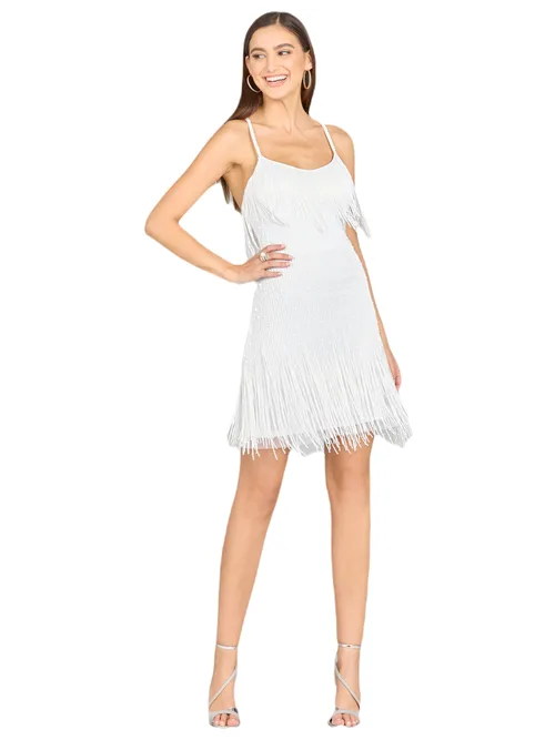 Spaghetti Strap Fringe Dress by LARA New York