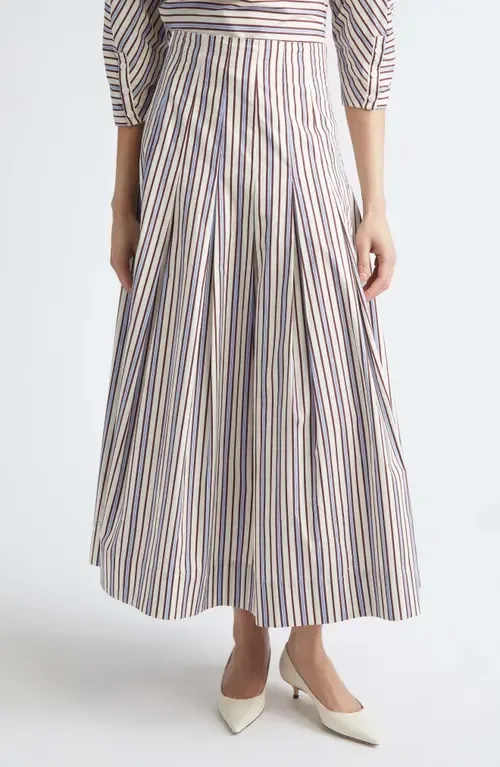 Stripe Full Cotton Skirt by Lela Rose