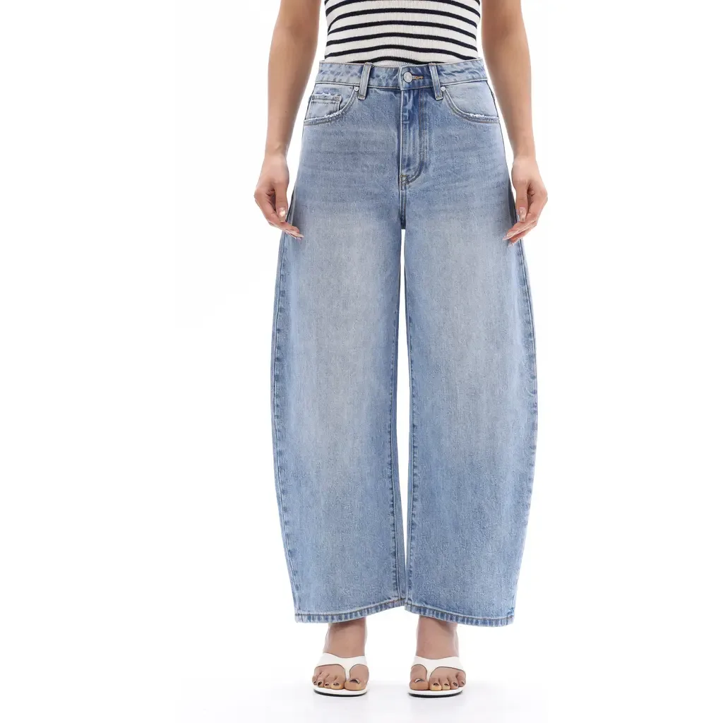 High Waist Ankle Barrel Jeans by Bayeas