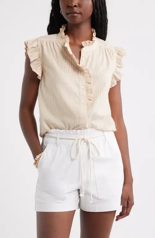 Ruffle Sleeve Cotton Blend Top by caslon(r)