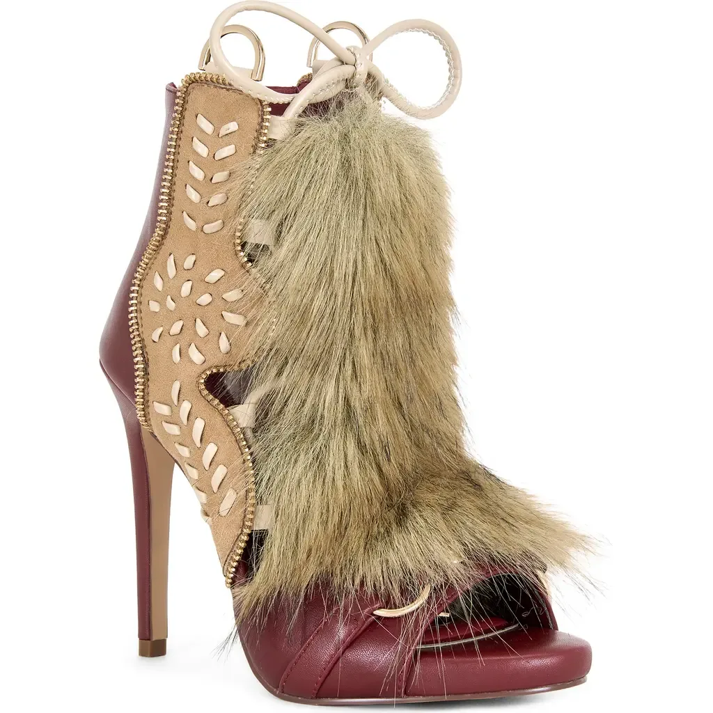 Shainy Faux Fur Open Toe Bootie by AZALEA WANG