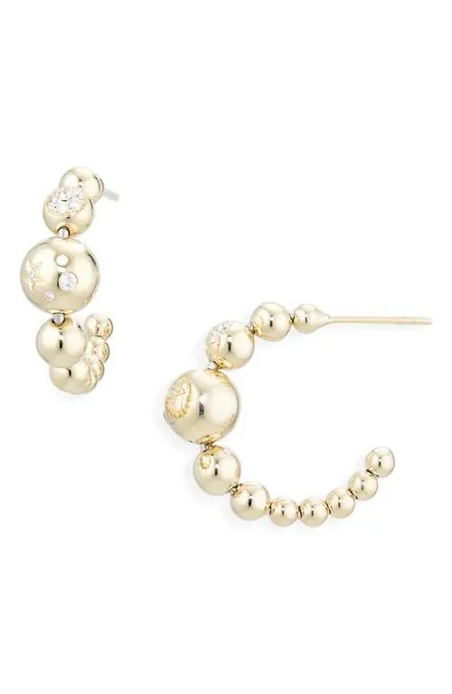 Small Beaded 14K Gold Huggie Hoop Earrings by EDEN PRESLEY