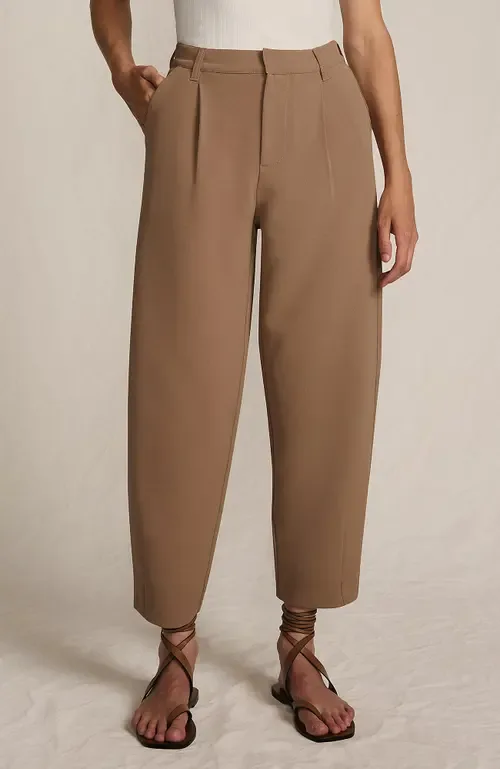 Crepe High Rise Pleated Barrel Leg Ankle Pants by Lands' End