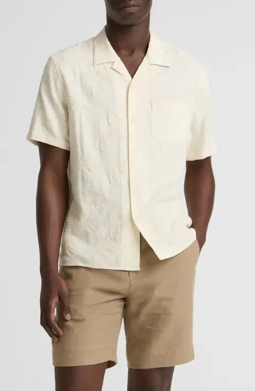 Embroidered Floral Camp Shirt by Vince