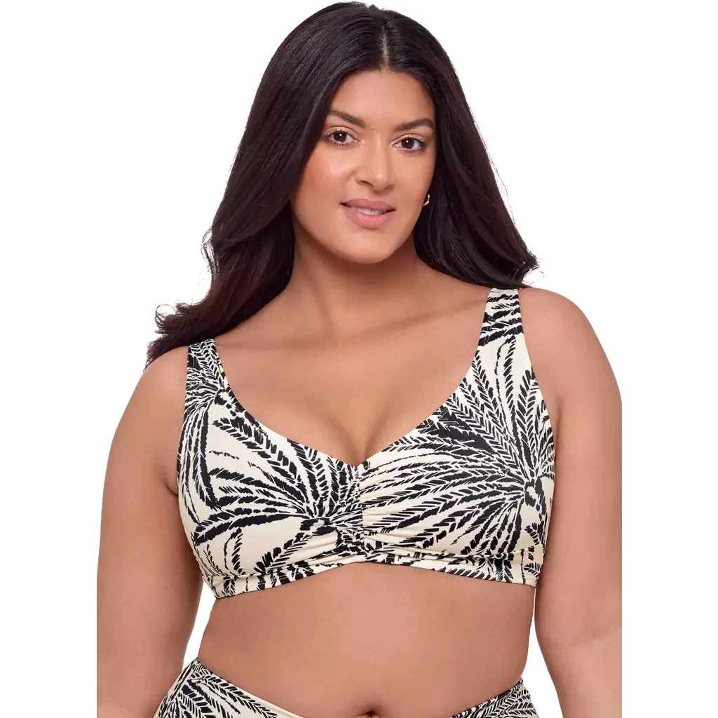 Supportive and Sculpting Banded Cinch Front Bikini Swimsuit Top