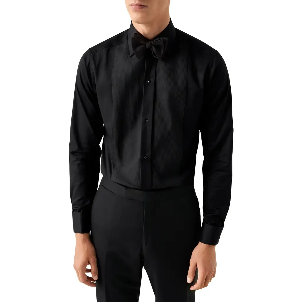 Contemporary Fit Striped Bib Tuxedo Shirt by Eton