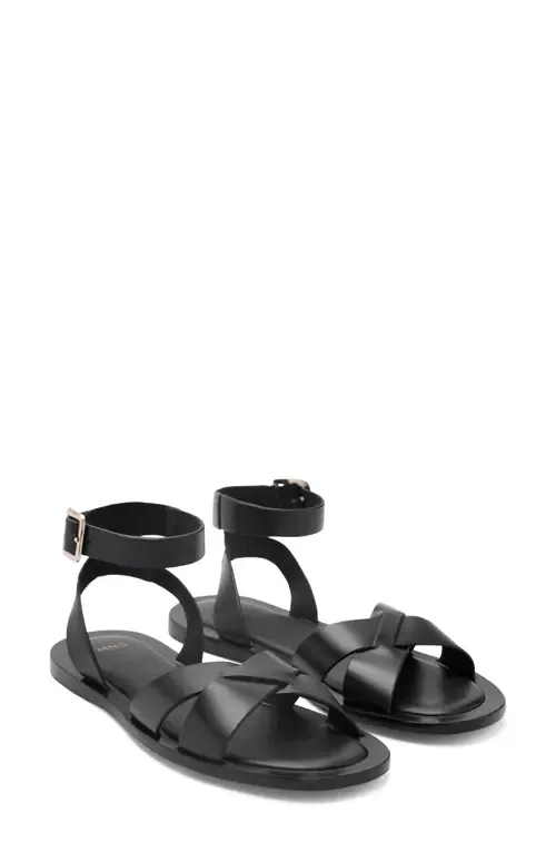 Ankle Strap Leather Sandal by MANGO