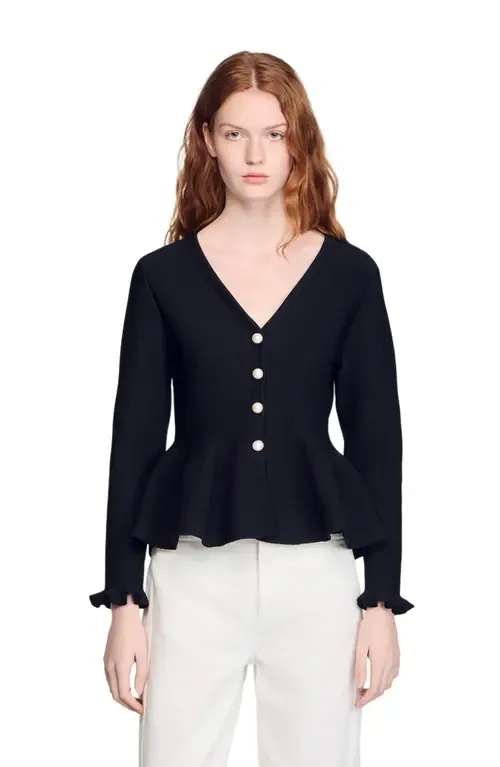 Peplum Cardigan by SANDRO