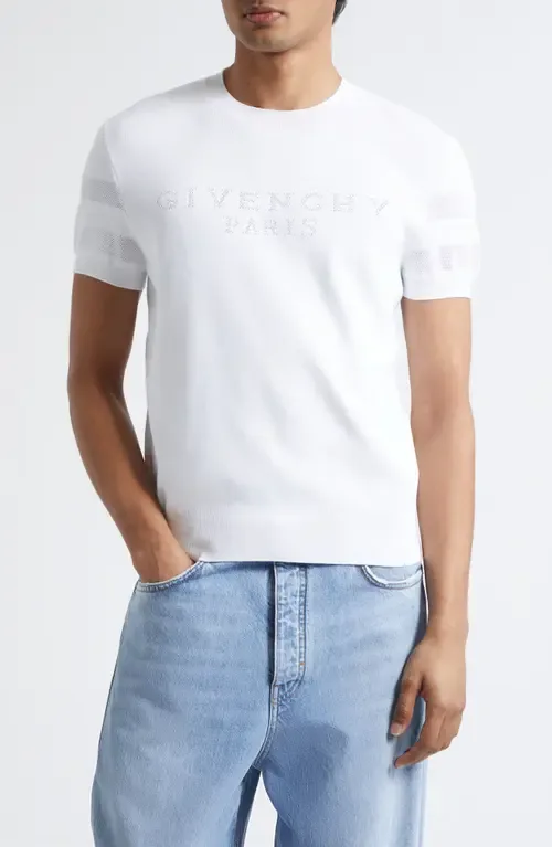 Short Sleeve Cotton Blend Logo Sweater by Givenchy