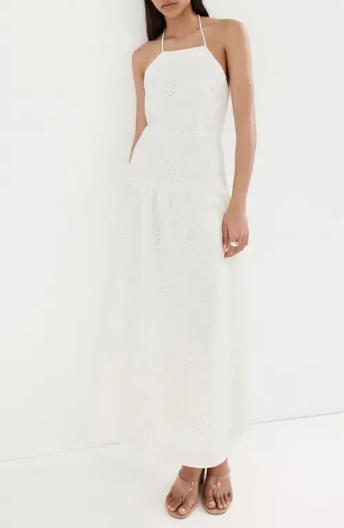 Embroidered Cotton Halter Dress by MANGO