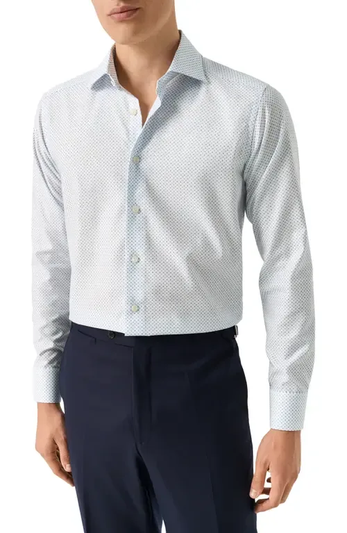 Slim Fit Geometric Print Organic Cotton Twill Dress Shirt by Eton