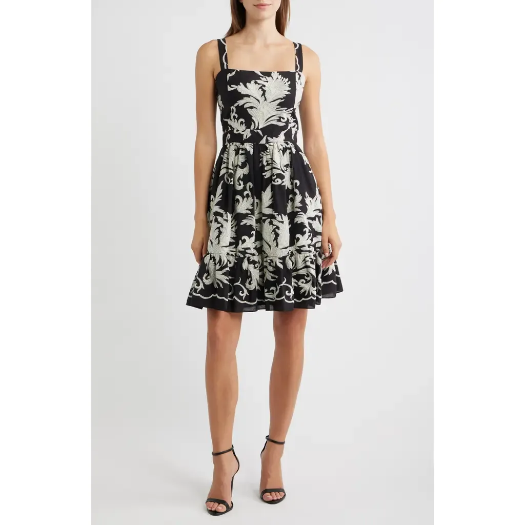 Embroidered Cotton Fit and Flare Dress by Julia Jordan