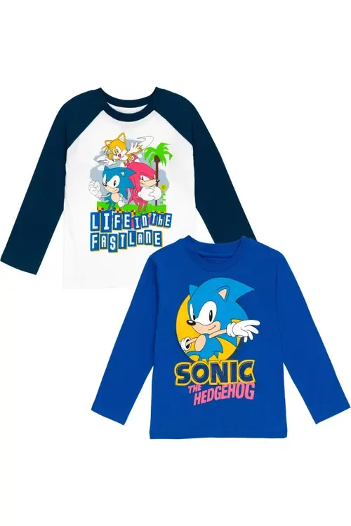 Sonic the Hedgehog 2-Piece Long Sleeve T-Shirts in Navy Blue Sonic by SEGA