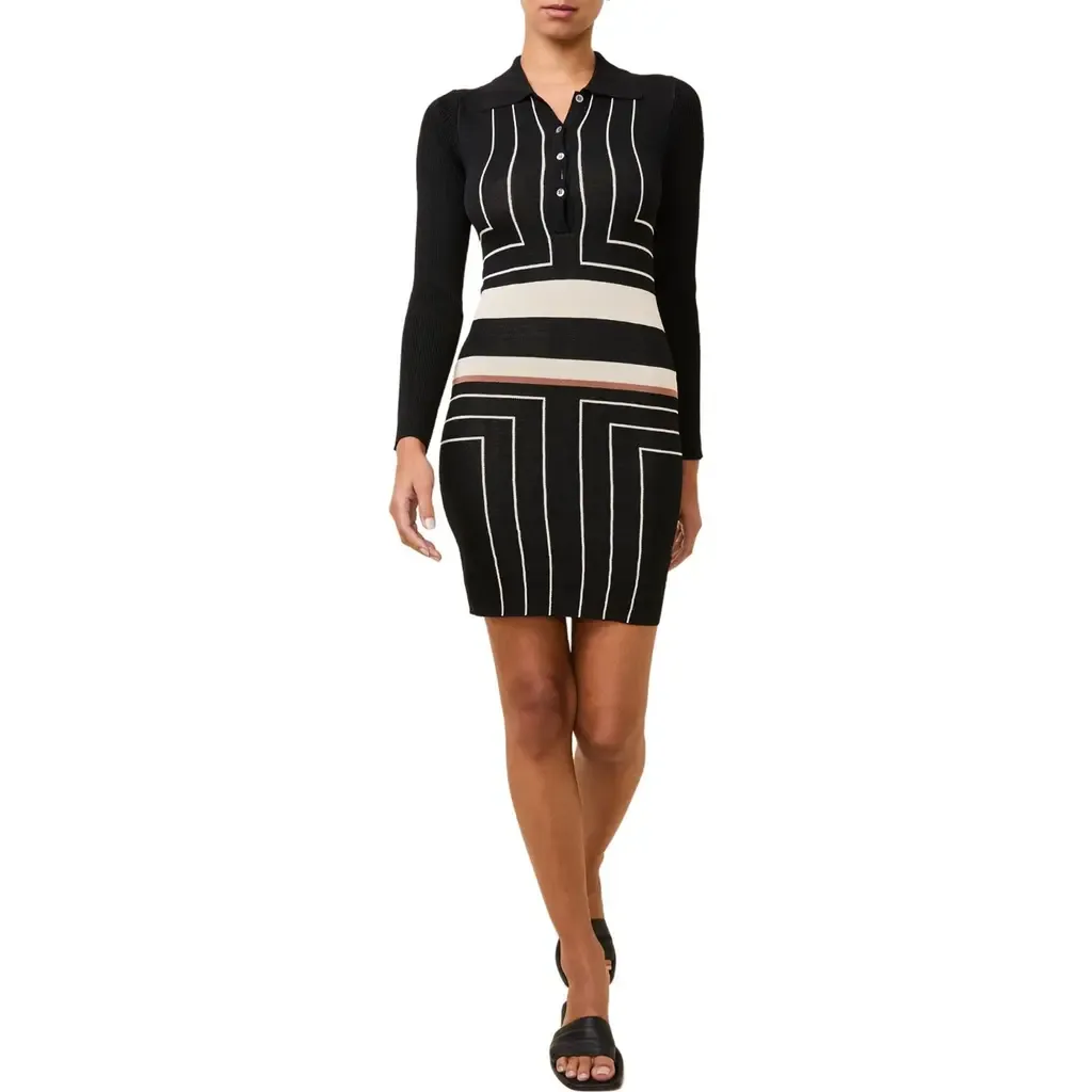 The Debra Mixed Print Long Sleeve Knit Shirtdress by Solid & Striped