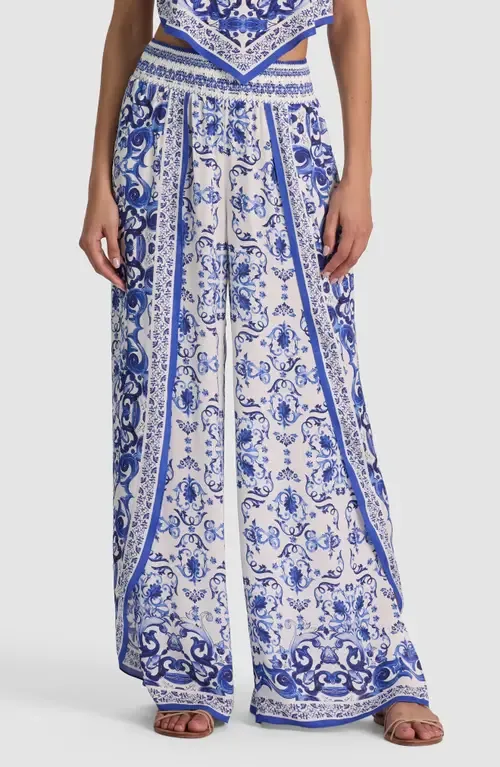 Larissa Smocked Wide Leg Split Pants by ALICE + OLIVIA