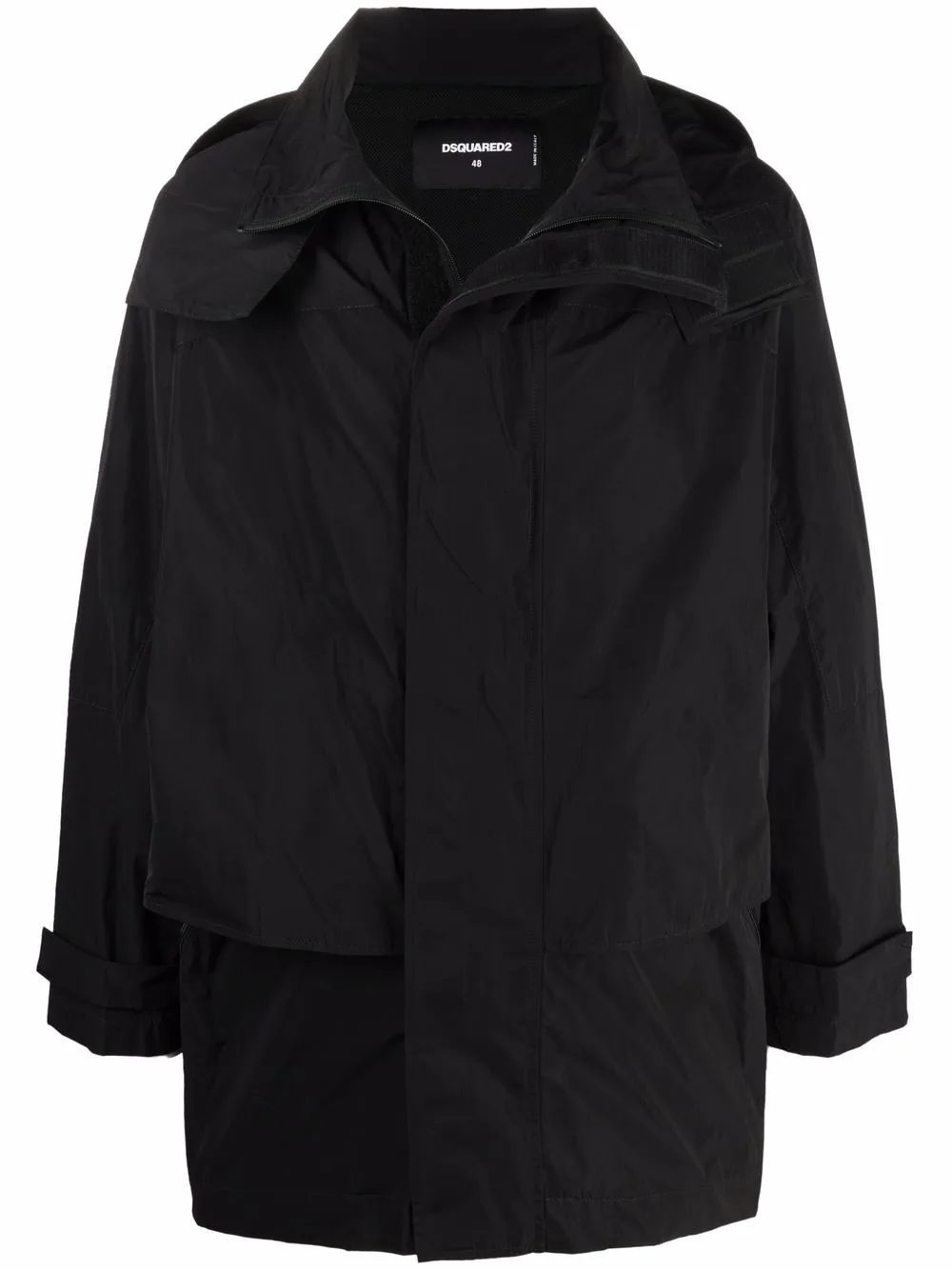 Logo-Print Hooded Mid-Length Coat by DSQUARED2