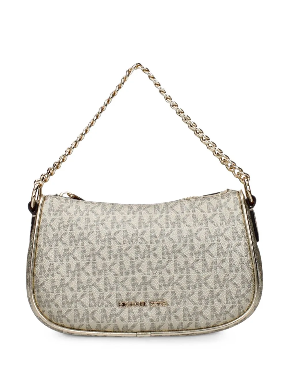 Monogram-Print Metallic Tote Bag by Michael Kors