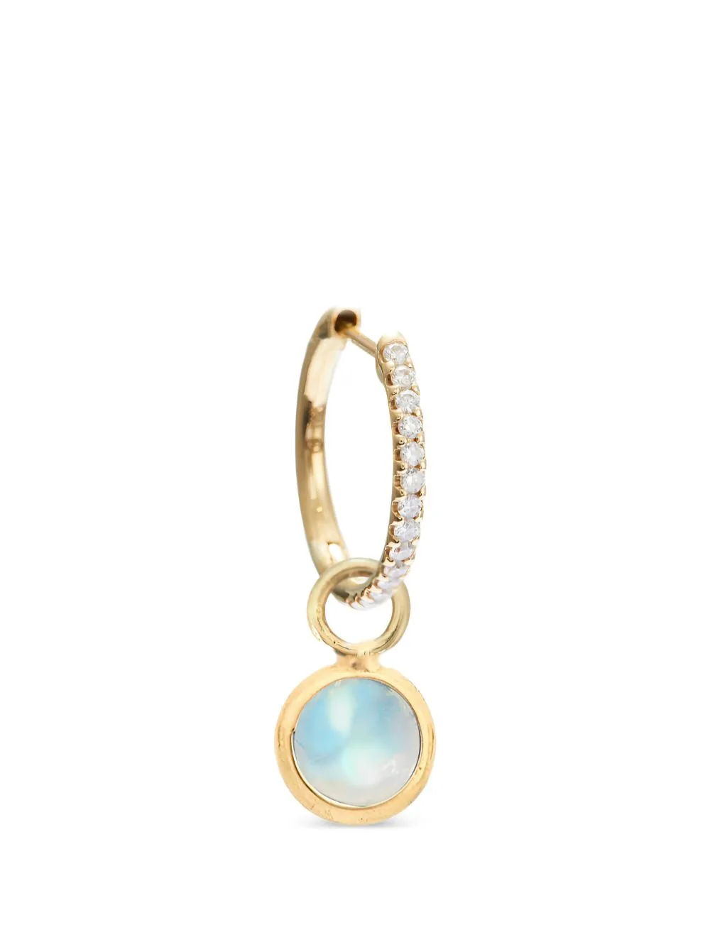 Rainbow Moonstone and Diamond Hoop Earrings by YI Collection