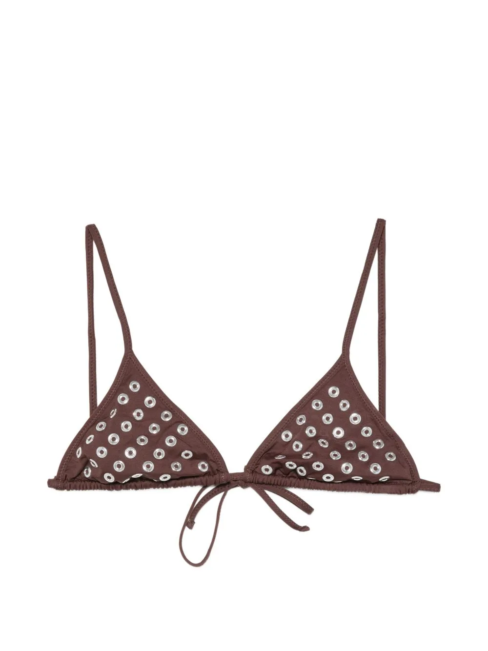 Eyelet-Embellished Triangle Bikini Top by Gimaguas