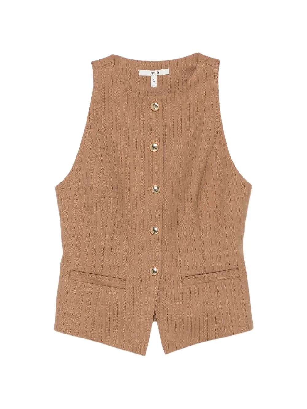 Striped Button-Fastening Waistcoat by Maje