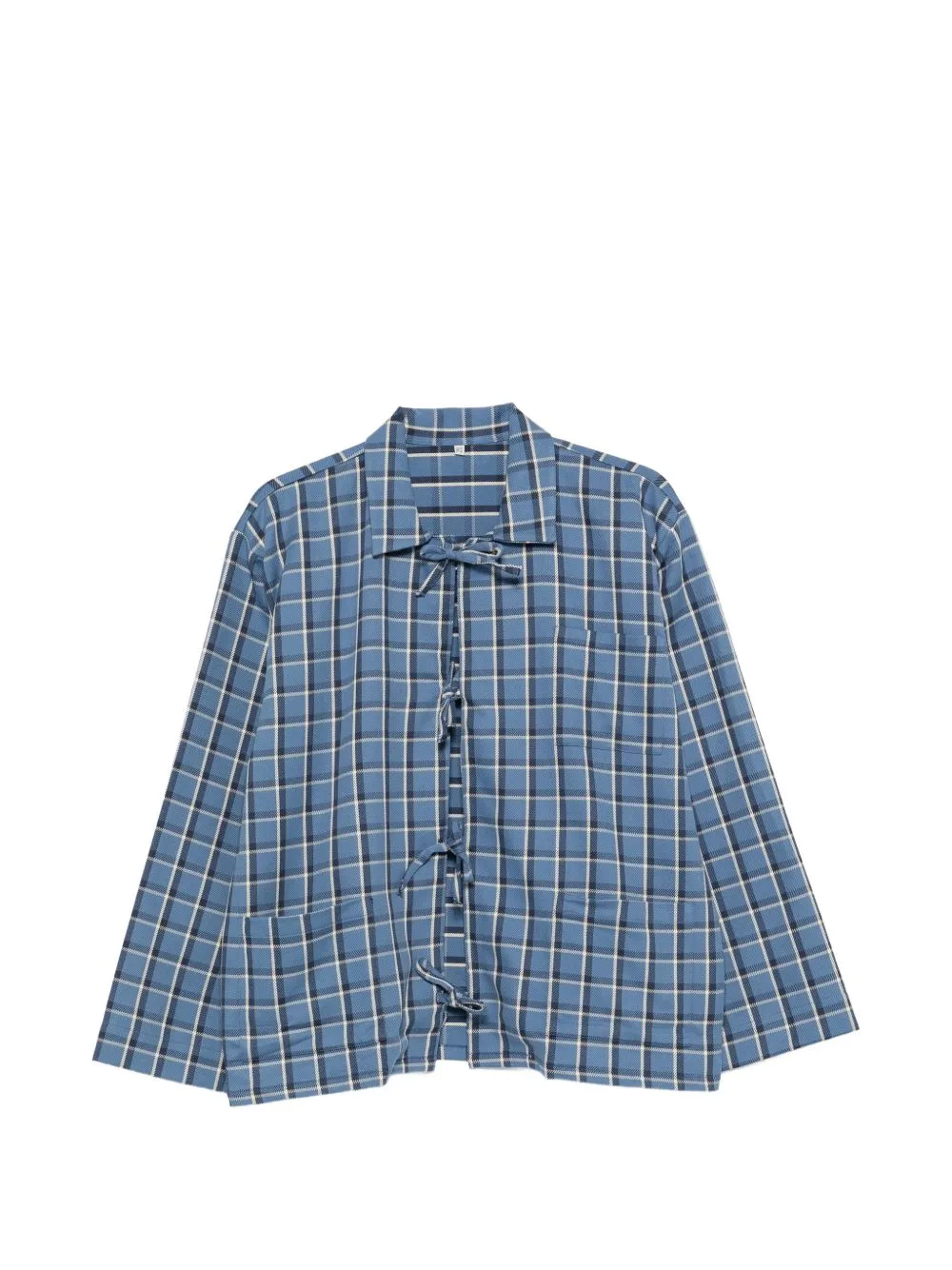 Limber Plaid-Fastening Tie-Fastening Shirt by Baserange