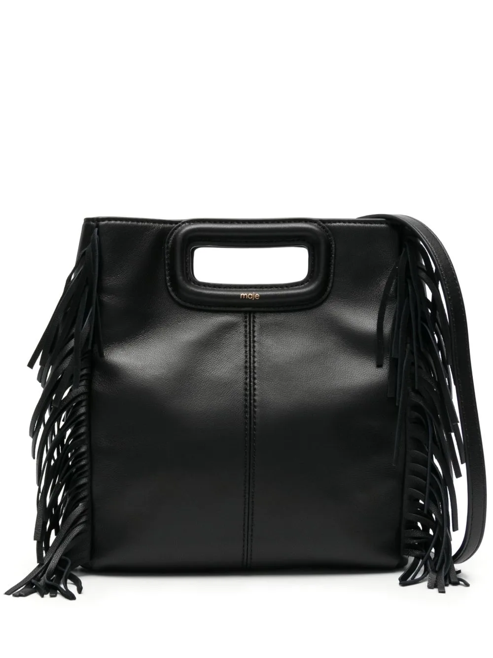 Smooth Leather M Bag with Fringing by Maje