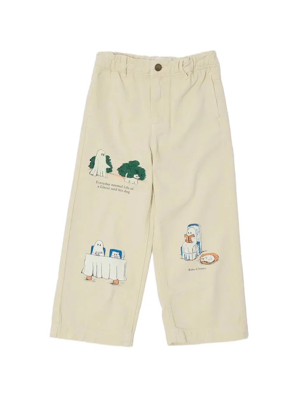 Everyday Ghosts Graphic-Print Wide-Leg Jeans by Bobo Choses