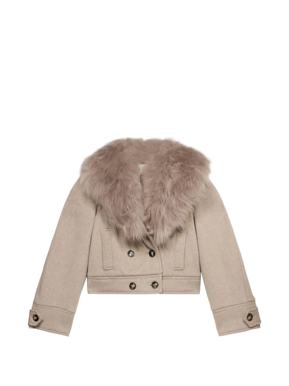 Double-Breasted Faux-Fur Collar Coat by Blumarine
