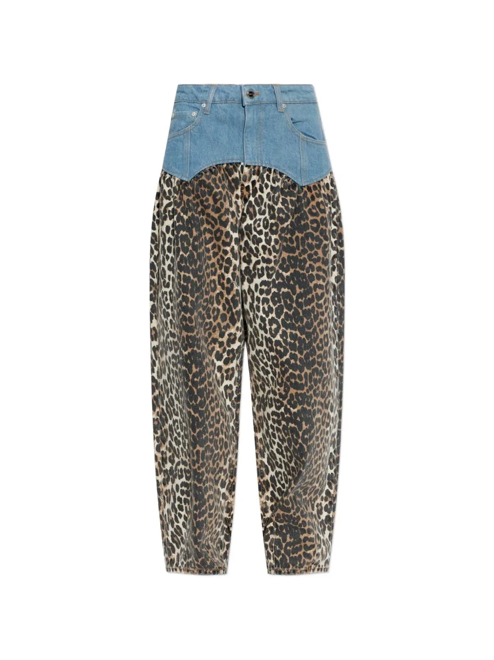 Leopard-Print Panelled Jeans by GANNI