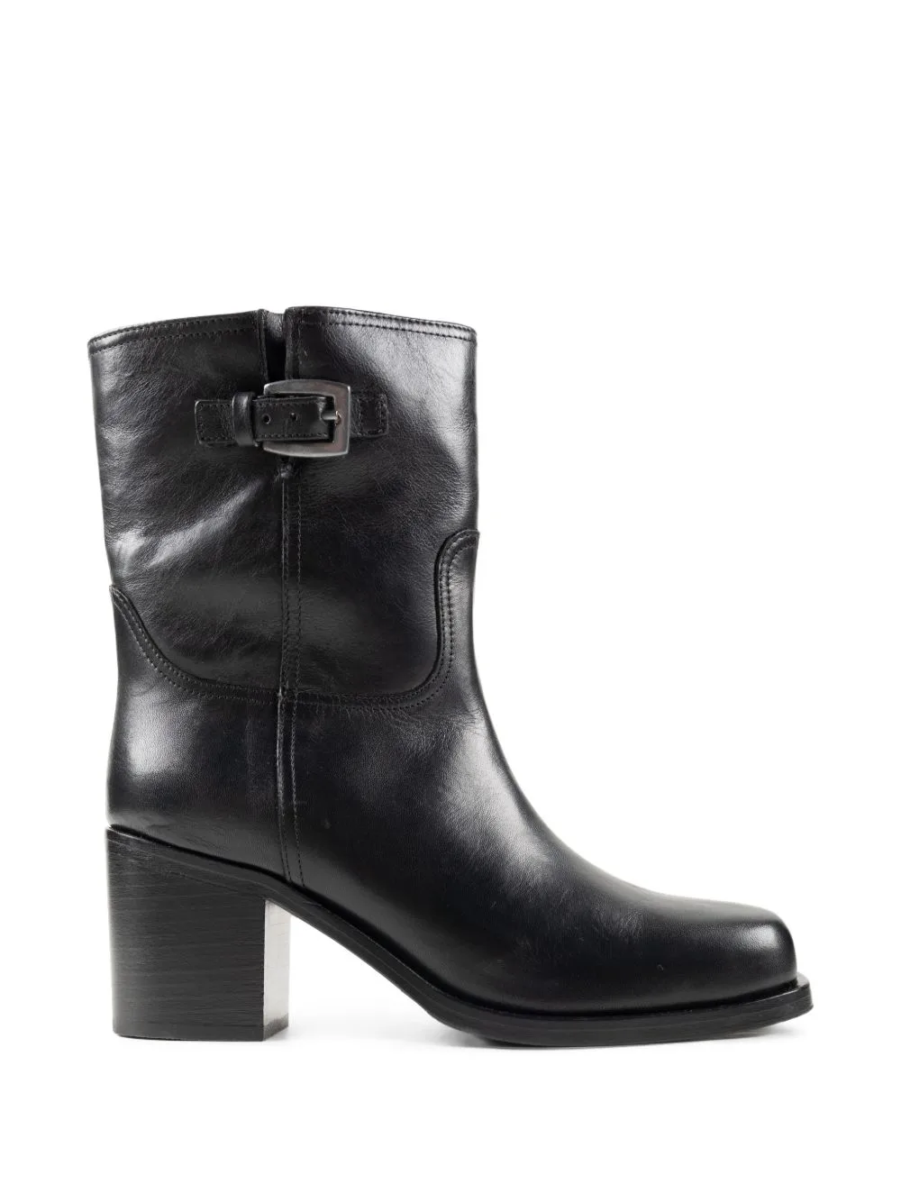 Buckle-Detail Block-Heel Boots