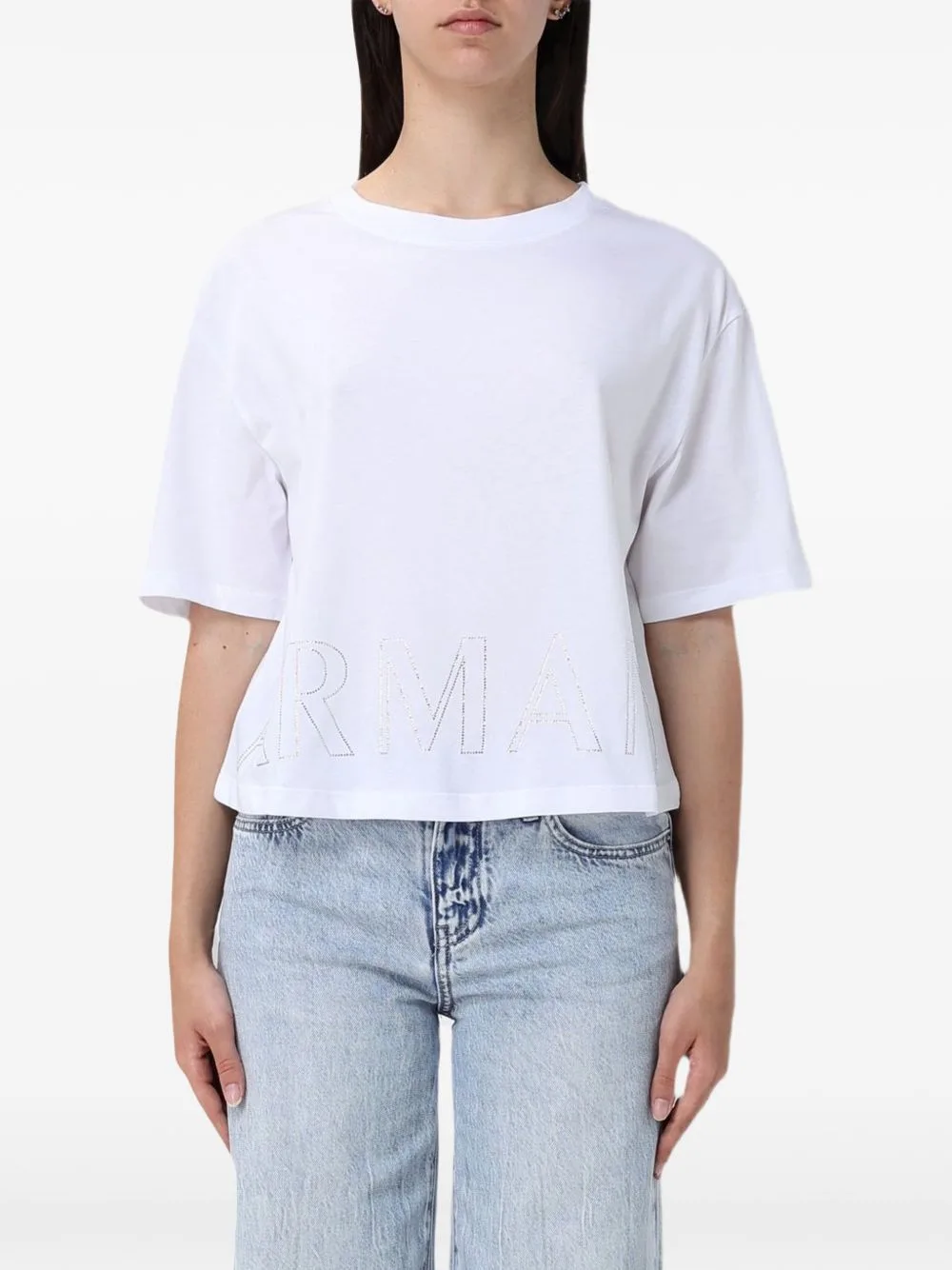 Rhinestone-Embellished T-Shirt by Armani Exchange