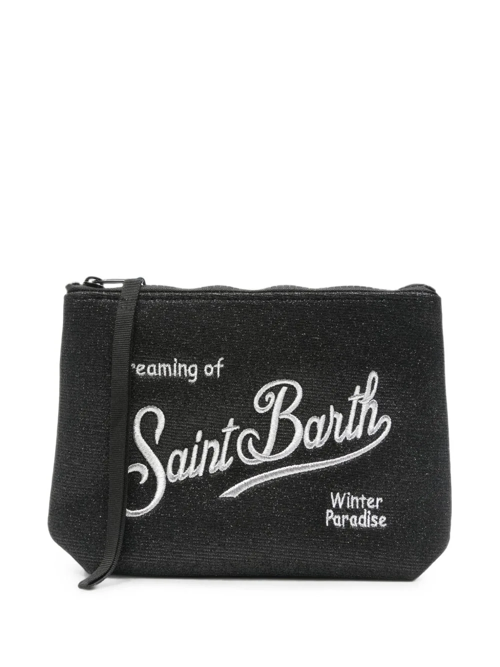 Aline Logo-Embroidered Lurex Clutch Bag