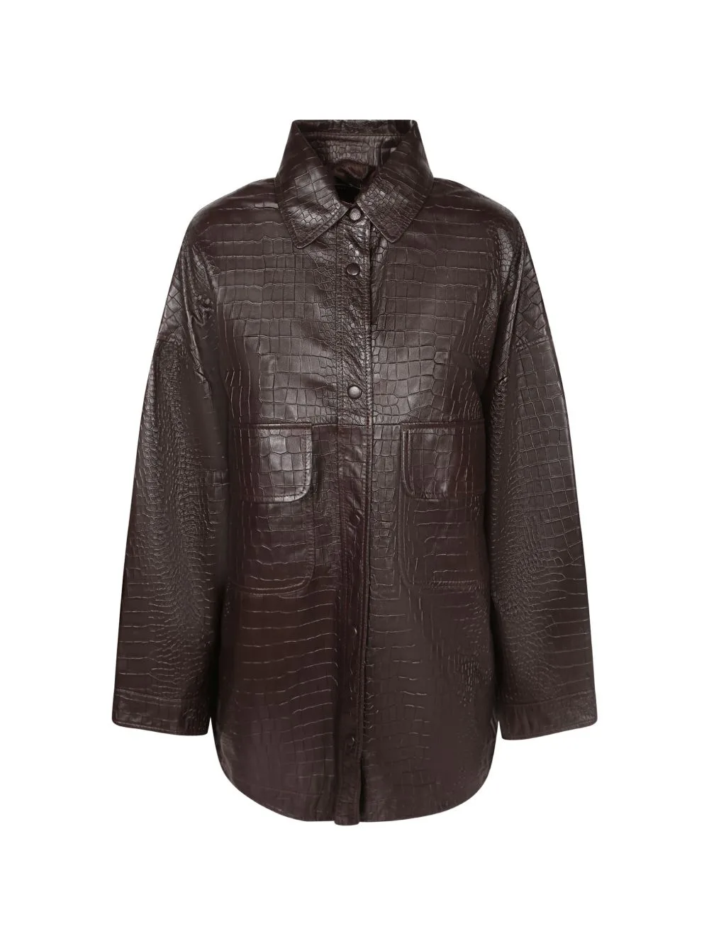 100% Coconut Print Leather Shirt Jacket