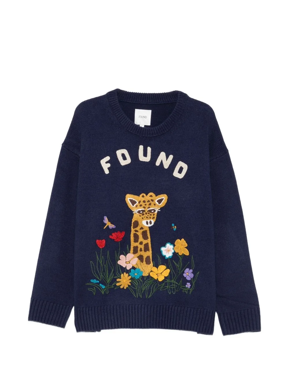 Wildlife Giraffe-Embroidered Sweater by FOUND