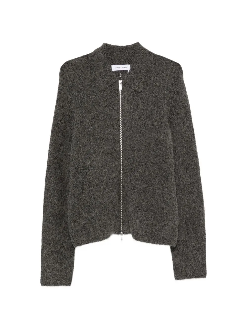 Zip-Up Collared Cardigan by SAMSOE SAMSOE