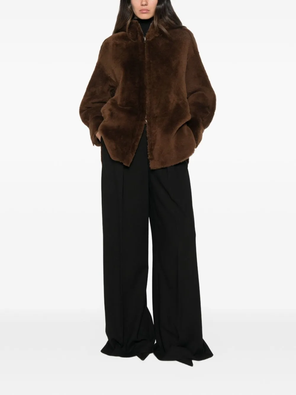 Reversible Hooded Shearling Jacket by Salvatore Santoro