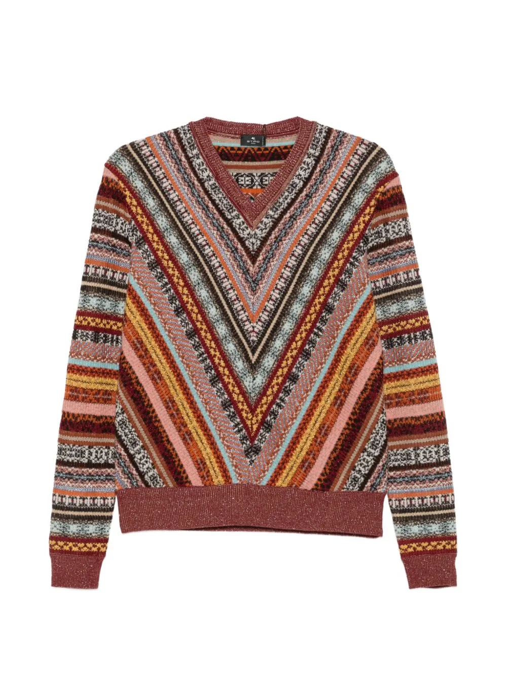 Geometric-Pattern V-Neck Sweater by ETRO