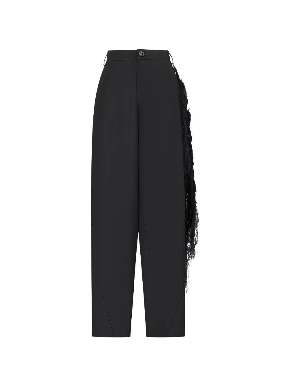 Phebe Wide-Leg Wool Pants with Hand Woven Wool Chain by DARKPARK
