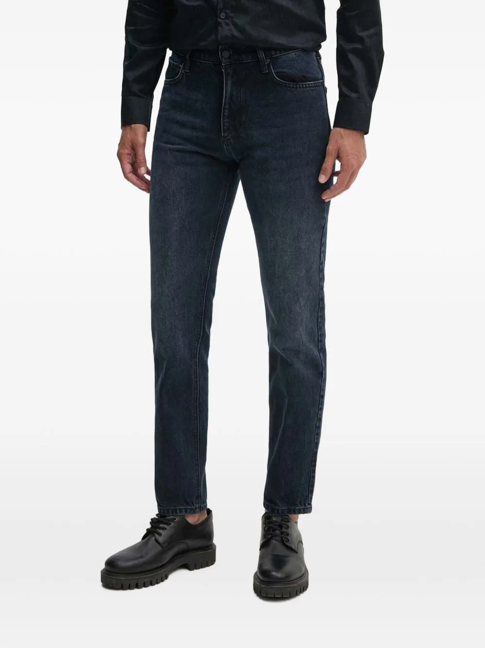Faded-Effect Straight-Leg Jeans