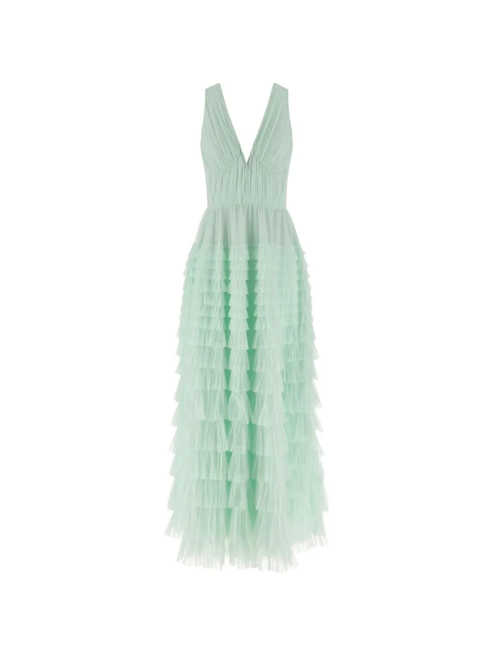 V-Neck Ruffled Tulle Maxi Dress by TWINSET