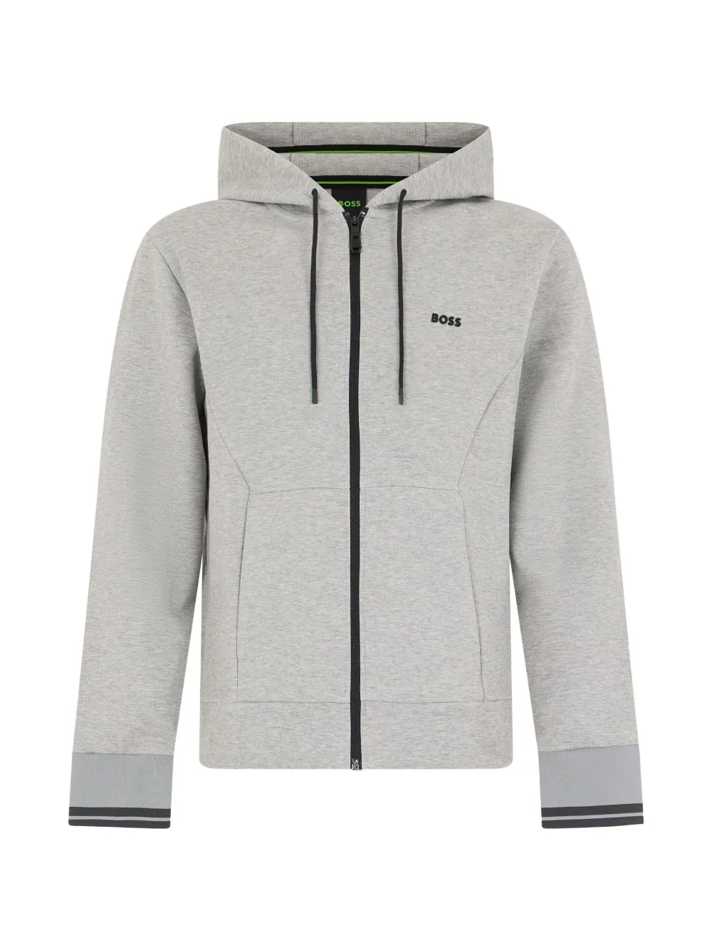 Cotton-Blend Zip-Up Hoodie with Stripe Details by BOSS