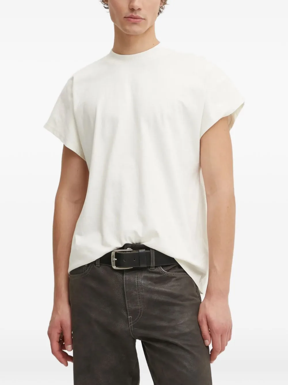Ribbed-Trim Cap-Sleeve T-Shirt by Won Hundred