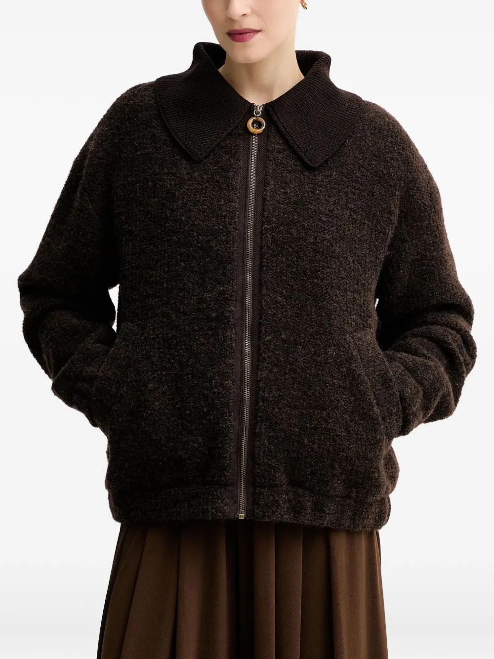 Heavenly Collared Zip-Fastening Jacket by Sessùn