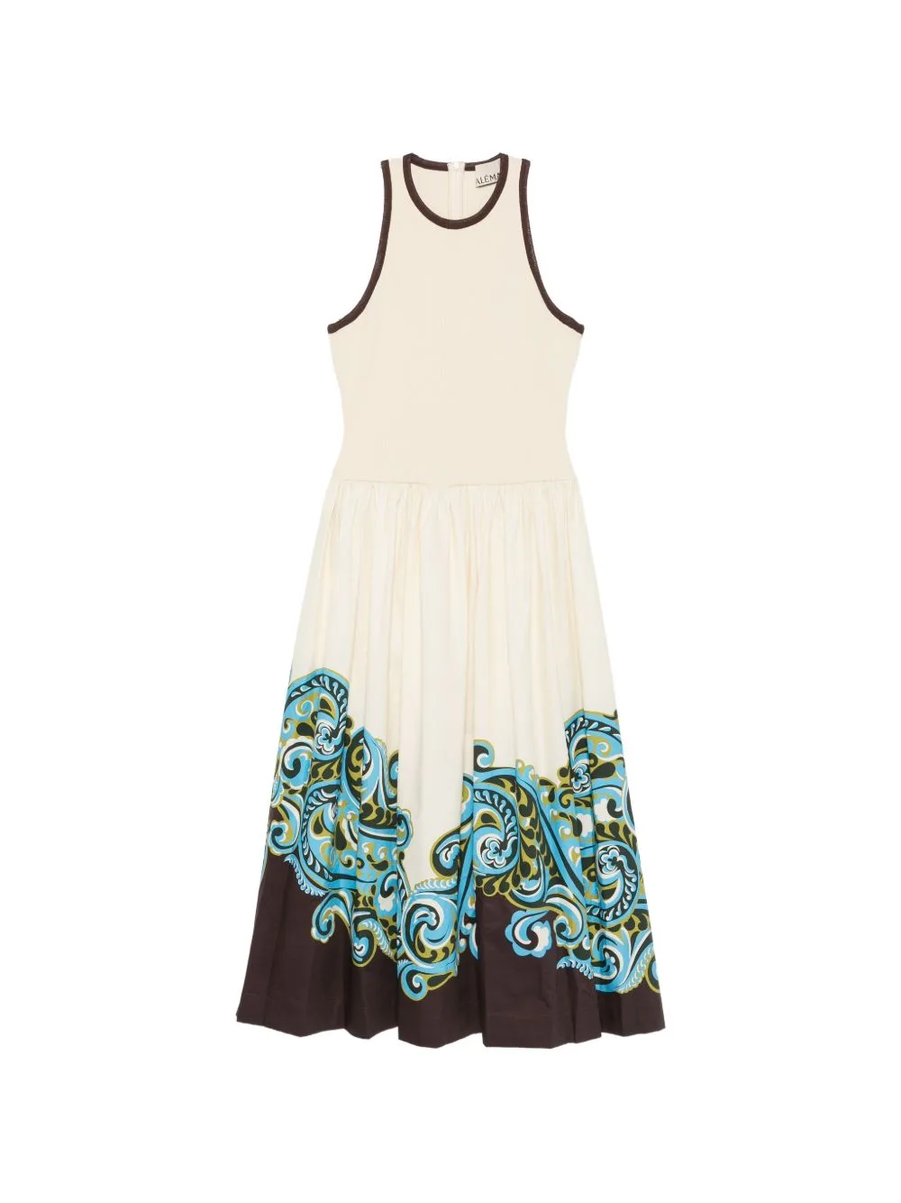 Natalia Paisley-Print Sleeveless Midi Dress