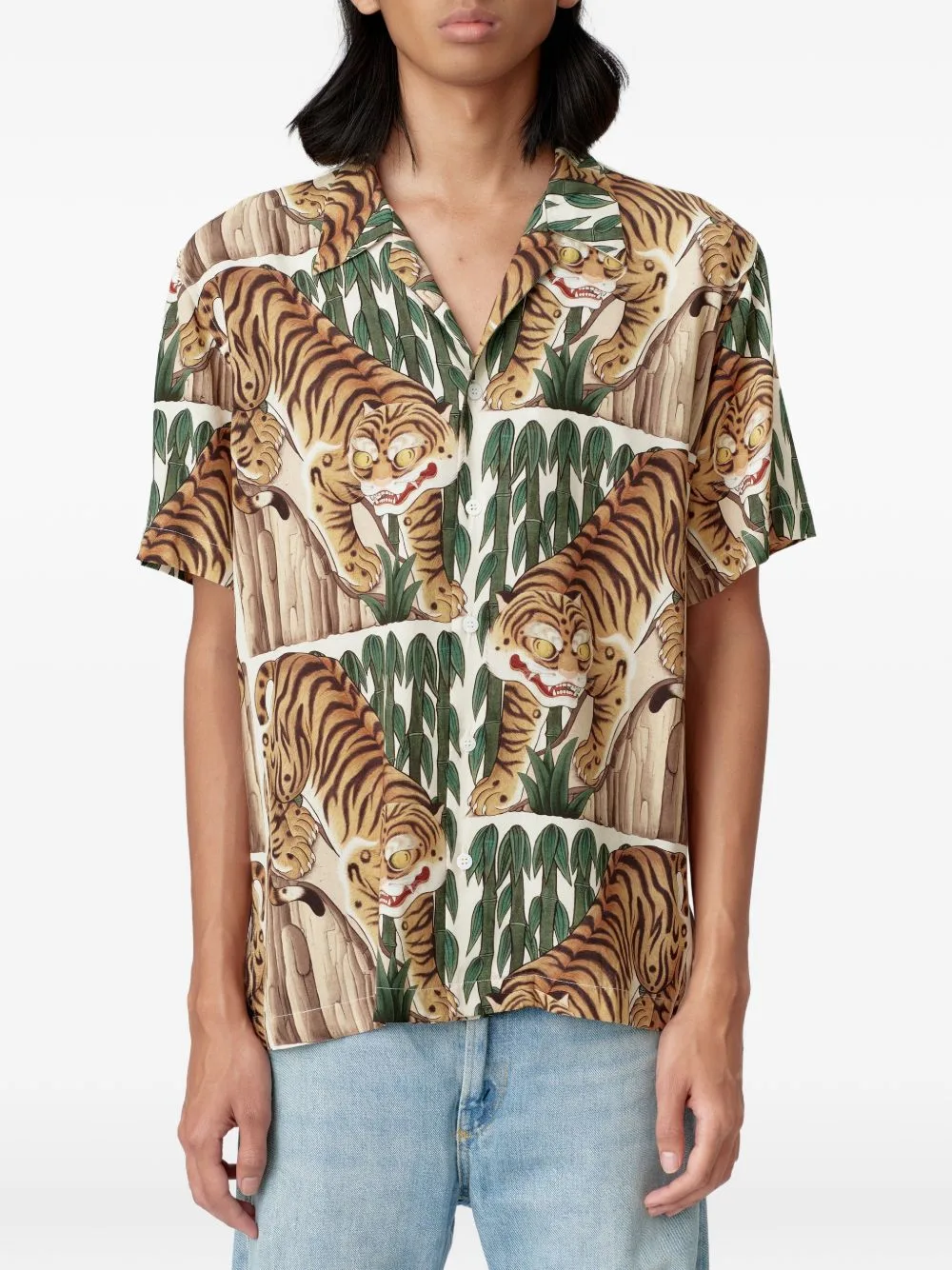 Tiger Graphic-Print Short-Sleeve Shirt by Endless Joy