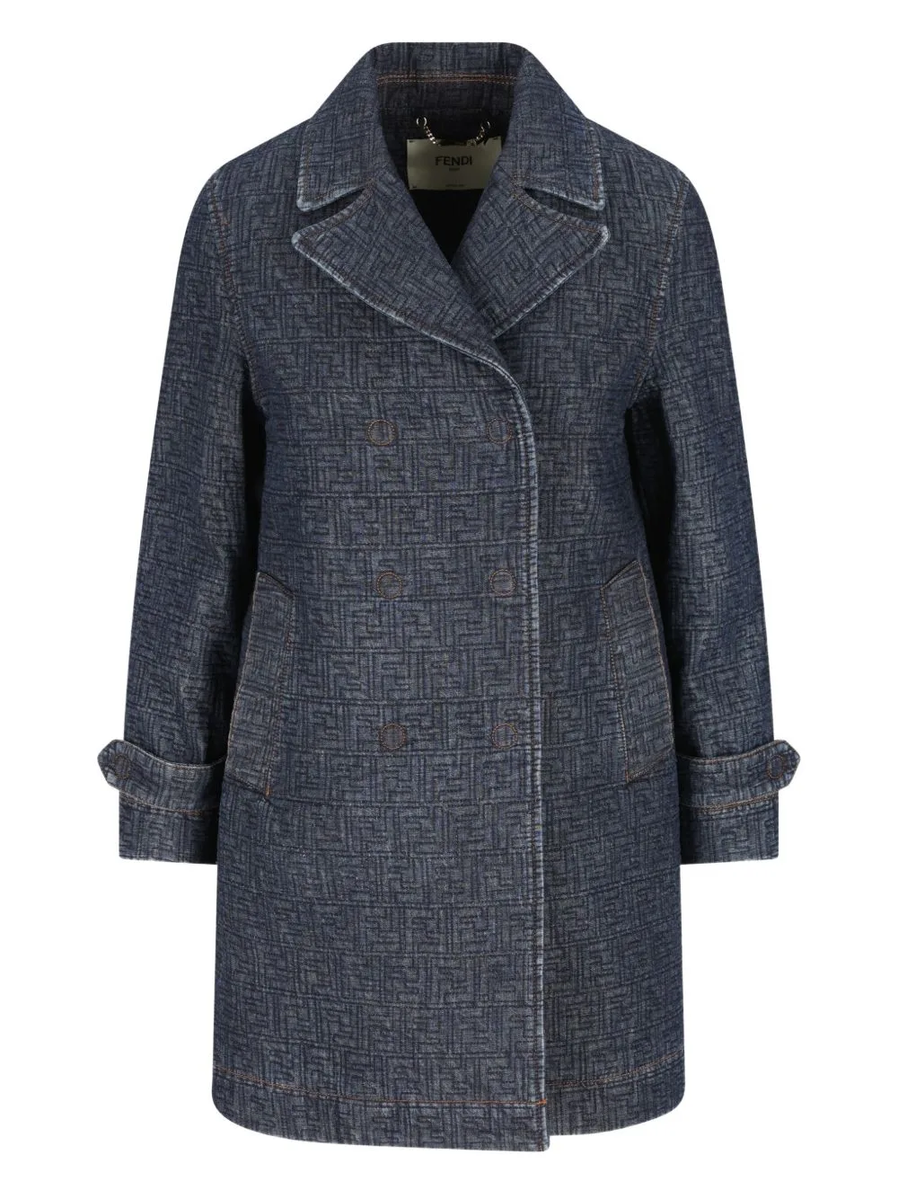 Quilted Double-Breasted Denim Coat by FENDI